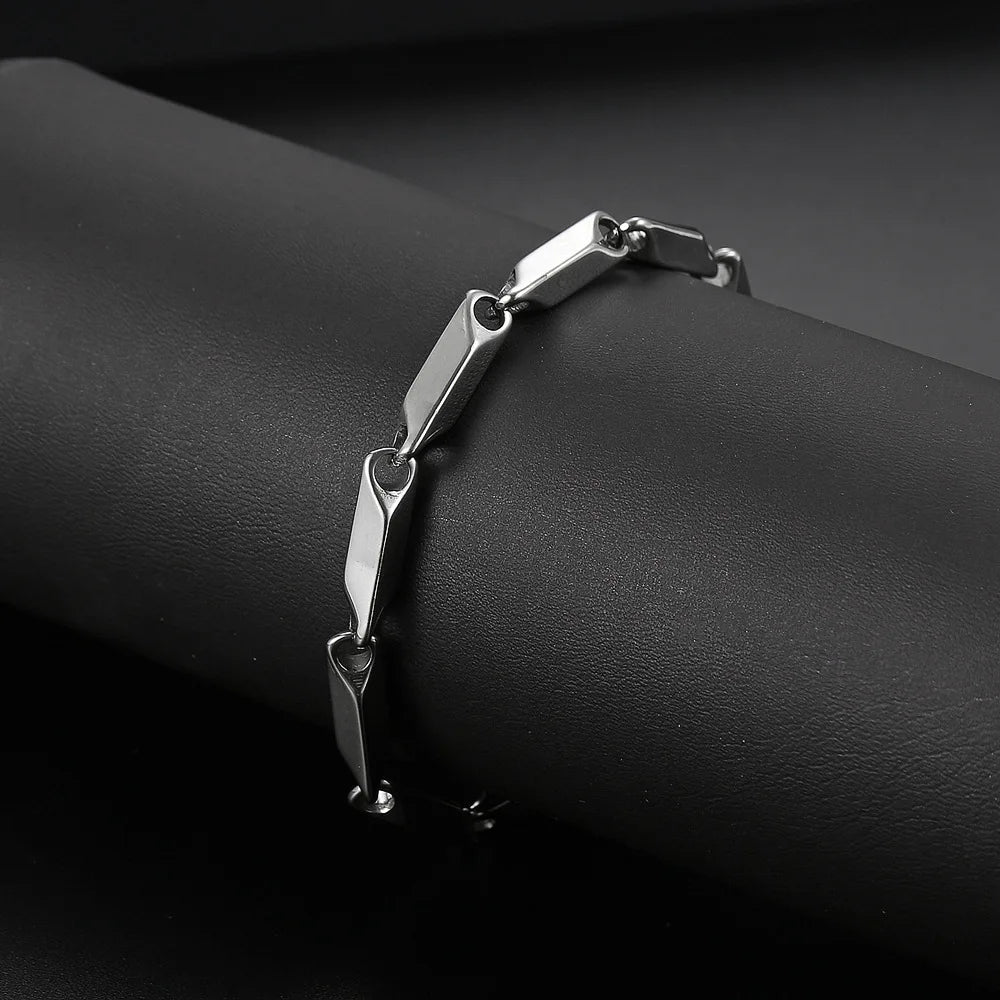 Wholesale Hip Hop Bullet Chain Tarnish Resistant Stainless Steel Fashion Design Melon Seed Chain Bracelet for Men Women