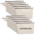 Custom Logo Printed Cotton Zipper Bag for Cosmetic Thick Canvas Zipper Pouch for Wrench