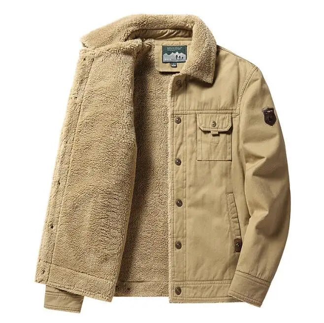 Winter New Washed Cotton Coat Fleece Thickened Casual Fashion Streetwear Men's Lapel Jacket for Men