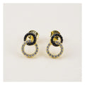 Designer 2025 925 Sterling Silver Trendy Jewelry Gold Plated Black Zircon Double Circle 8 Shape Stud Earrings for Women