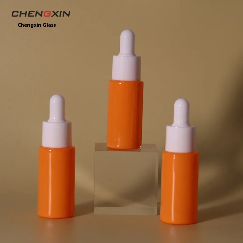 Customized High Color Value Skin Care Cream Essence Bottle Flat Shoulder 10ml Macaroon Thickened Glass 20ml 30ml 50ml Hair