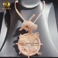 Fine Jewelry 3" Circle Custom Bail Bird 3D Solid Moissanite Diamond 925 Silver Hip Hop Pendants