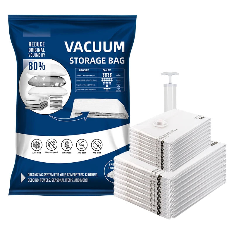 Reusable Space Saver Bags With Pump Vacuum Compression Storage Bags for Clothes