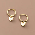 Valentines Day Gift 925 Sterling Silver Heart Shape Ear Rings Dangle Drop 18K Gold Filled Huggie Hoop Earrings