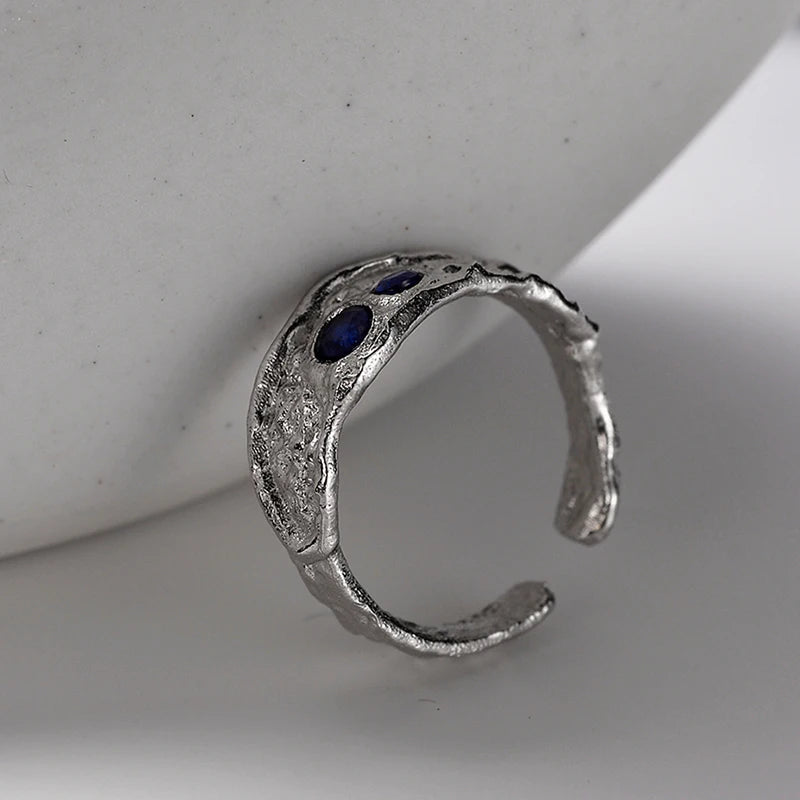 ICEBELA Fashion Jewelry French Elegant Sapphire Ring Superior Sense Open Zircon Inlaid Female Ring 925 Sterling Silver Trendy