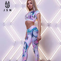 JSN Customize Ins 2026 New Hot Style White Feather Angel Print Yoga Vest Hip Lifting High Waist Leggings Yoga Wear Suit