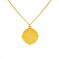 New Elegant Ethic Round Stainless Steel Embossed Round Disc Pendant Charm Necklace for Women
