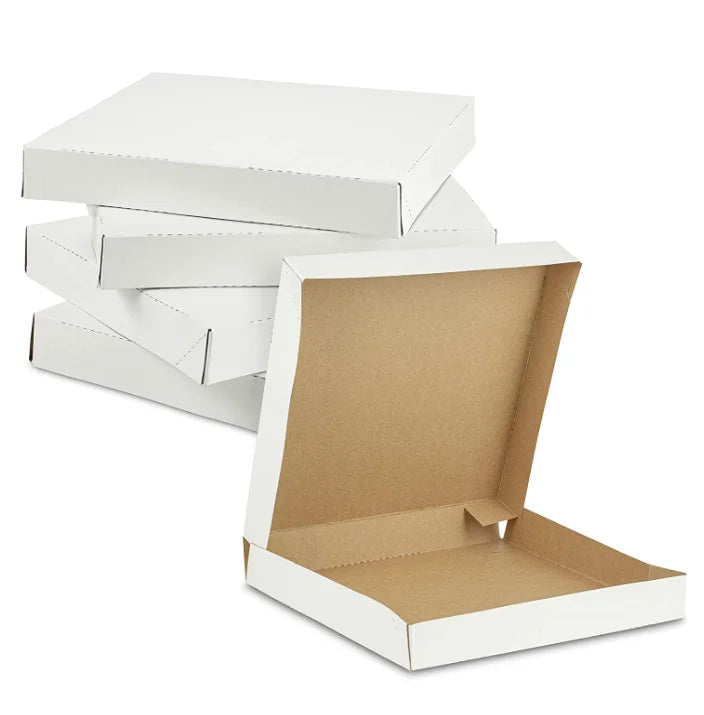 10"  X 10"  X 2" White on Brown  Corrugated Pizza Boxes