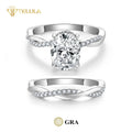 Wholesale 2CT Oval Shape VVS D Twisted Setting Moissanite Diamond Ring Set S925 Sterling Silver Ring Moissanite Ring