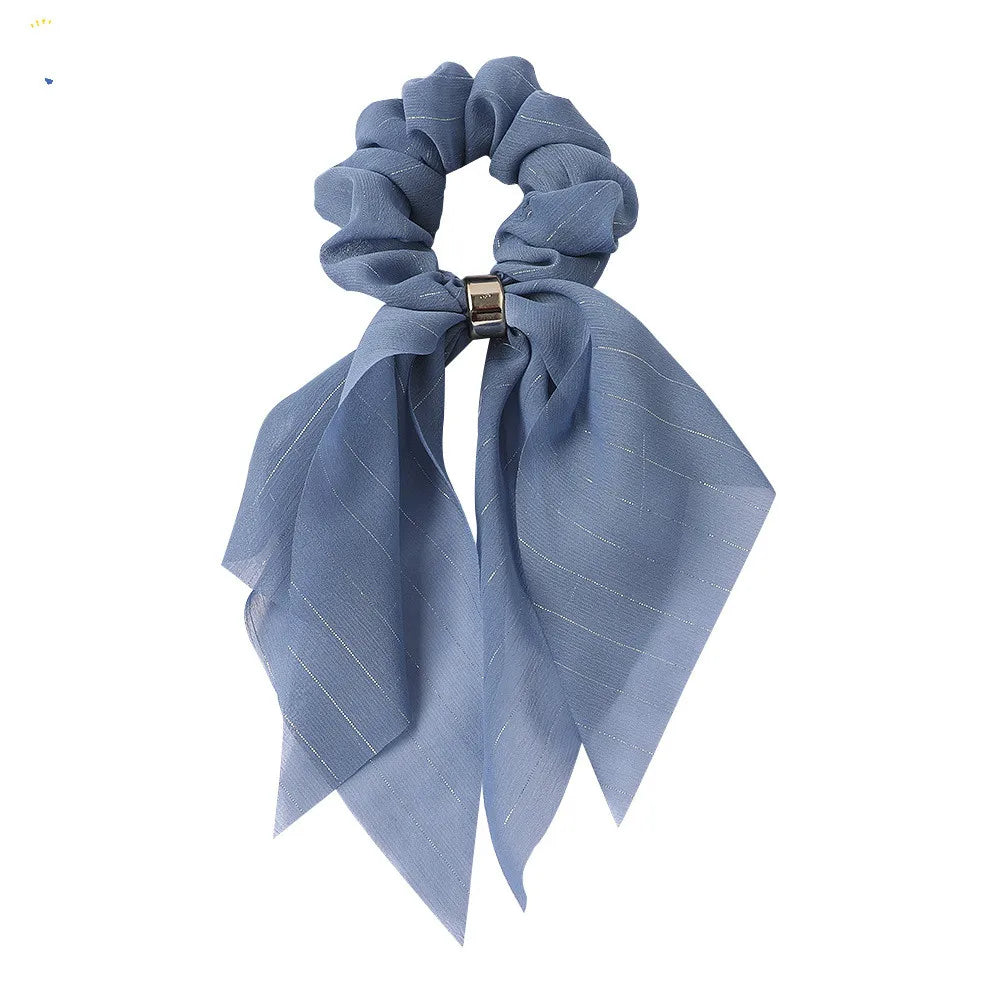 30CM Mix Colors European & American Style Soft Cloth Long Scarf Scrunchies Hair Bands for Women
