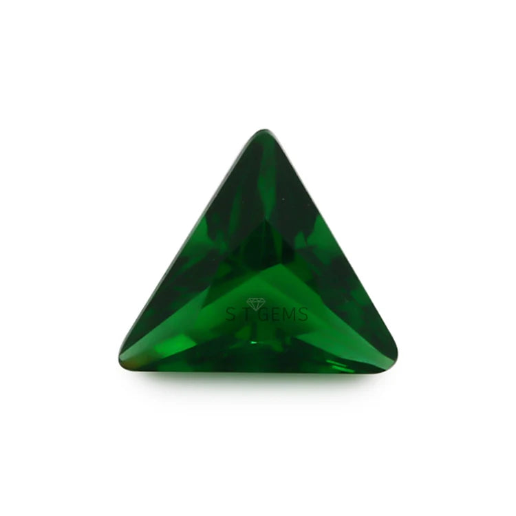 Synthetic Diamond Cut Emerald Glass Stones Triangle Shape Green Glass Stone for Jewelry