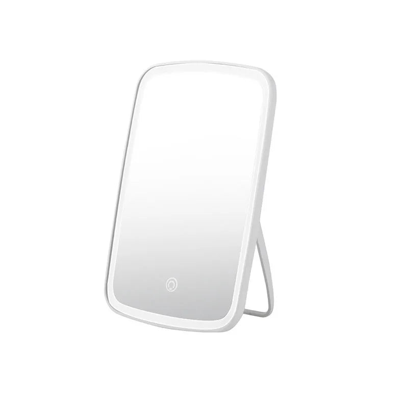 Portable OEM Table Support LED Makeup Cosmetic Mirror ABS Folding Light Makeup Mirror Home Dormitory Desktop Makeup Mirror