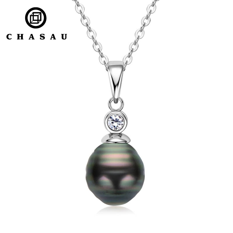 Wedding Jewelry 925 Sterling Silver 5-10mm Natural Tahitian Black Baroque Pearl Irregular Necklace for Women