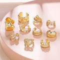 HOVANCI Bohemian 18K Gold Plated Color CZ Crystal Small Non Pierce Ear Cuff Earrings Zircon Pearl Ear Clip on Earrings