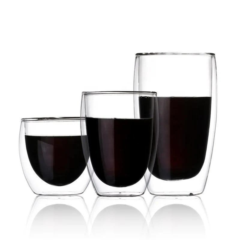 Handmade glassware Tea Juice Water Drink Double Wall Glass Reusable Coffee Cup