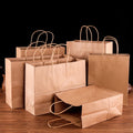 Fashion Recyclable Classic Kraft Paper Shopping Bag with Ribbon Handles for Promotion and Supermarket Use