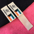 Long Measurement Beige Color Damask Woven Hem Labelflag logo Bottom Shirt Hem Tags