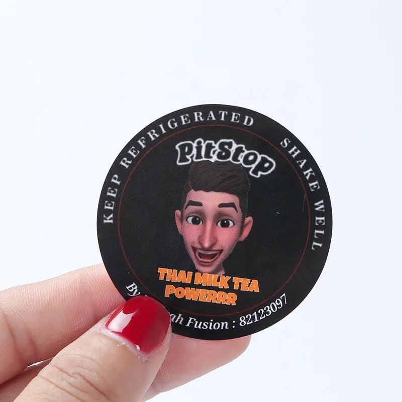 Waterproof Inkjet Small Custom logo Round Stickers Black Sticker Sheet Custom Confetti Sticker Sheet Label Design and Printing
