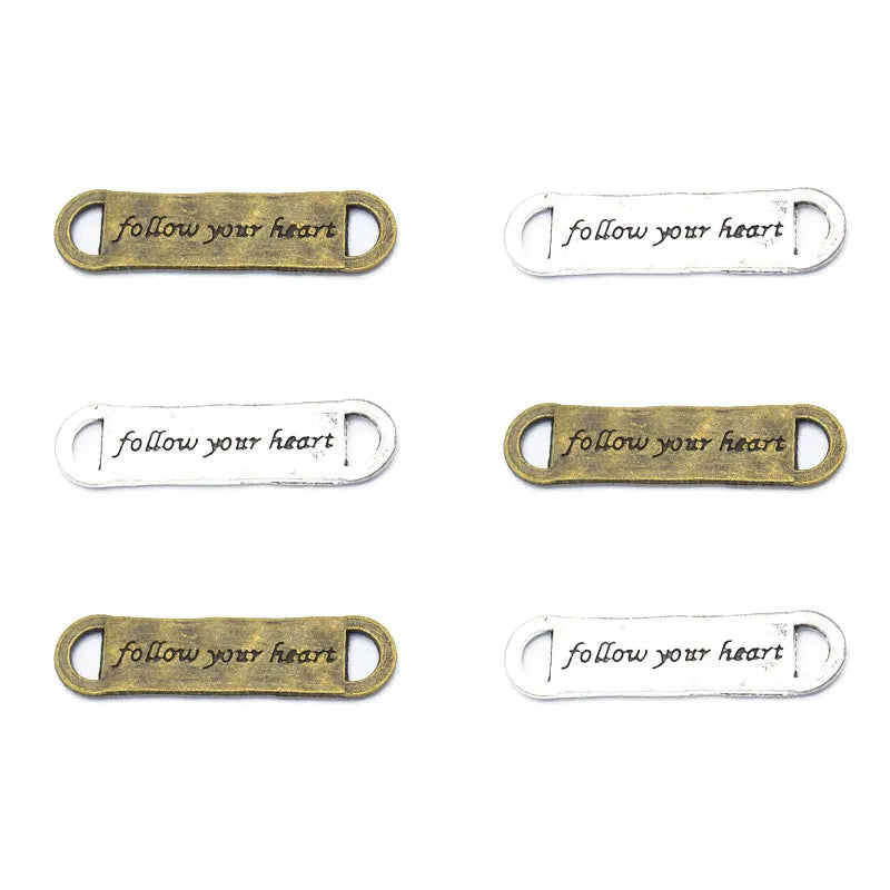 2 Colour Antique Bronze Alphabet Follow Your Heart Pendant Alloy DIY Fashion Charm Bracelet Jewelry Accessories S241