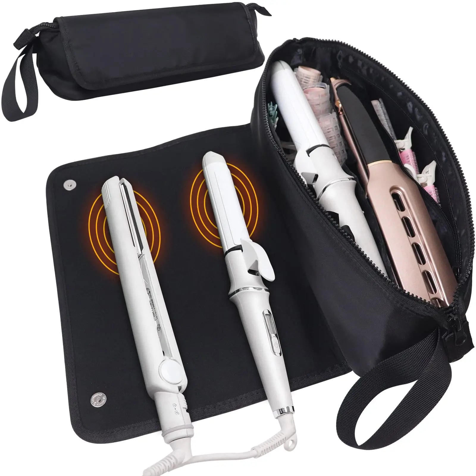Factory OEM Heat Resistant Travel Bag 2-in-1 Cosmetic Organizer for Hot Styling Tools Hair Dryer Curling Iron Hair Straightener