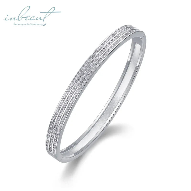 Silver 925 Original Total 5 Carat Brilliant Cut Diamond Test Past Micro D Color Moissanite Bangle Chain for Wedding Fine Jewelry