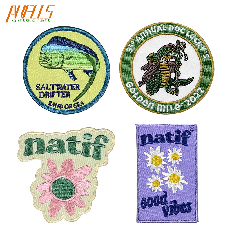 AWELLS Embroidery Decorative Iron-On Twill Fabric Sticker Patches Applique Badges Sew Craft DIY Clothes Dress Hat T-Shirt