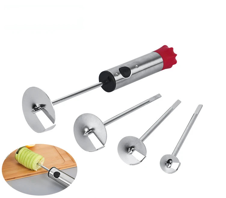 Modern Safe Manual Stainless Steel Spiral Screw Slicer Cutter Kitchen Tool for Vegetables and Fruits Shredder