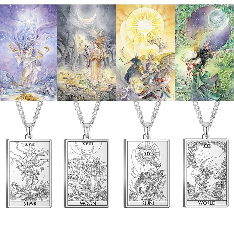 Shadowscapes Tarot the First Set of Cards Pendant Necklace the Major Arcana Tarot Cards Stainless Steel Jewelry Men Custom