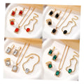 Vintage Style 4Pcs/Set Green Red Zircon Jewelry Set Bracelet Ring Earring Necklace for Women Jewelry