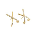 Vintage Chunky Punk  18k Gold Plated 925 Sterling Silver Cz Cross Stud Earring for Women