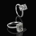 925 Sterling Silver Jewelry 18k Gold Plated Emerald Cut baguette CZ Diamond Wedding Ring