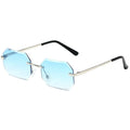 Wholesale Designer Diamond Cut Gold Brand Sunglasses 2021 Women Rimless Metal Frame 8-sided UV400 Protection Gafa Zonnebril