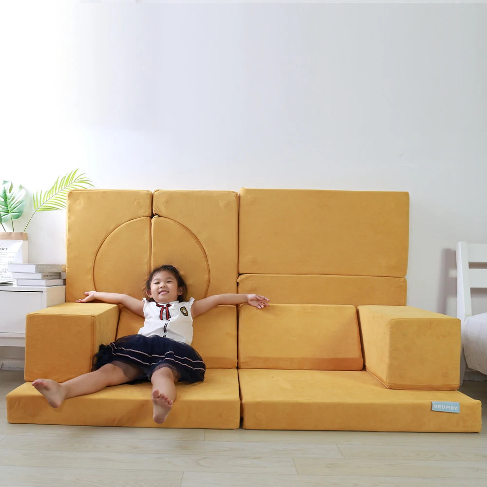 2021 Newest Castle Design Kids Play Couch CertiPUR-US Foam Playroom Living Room Play Couch