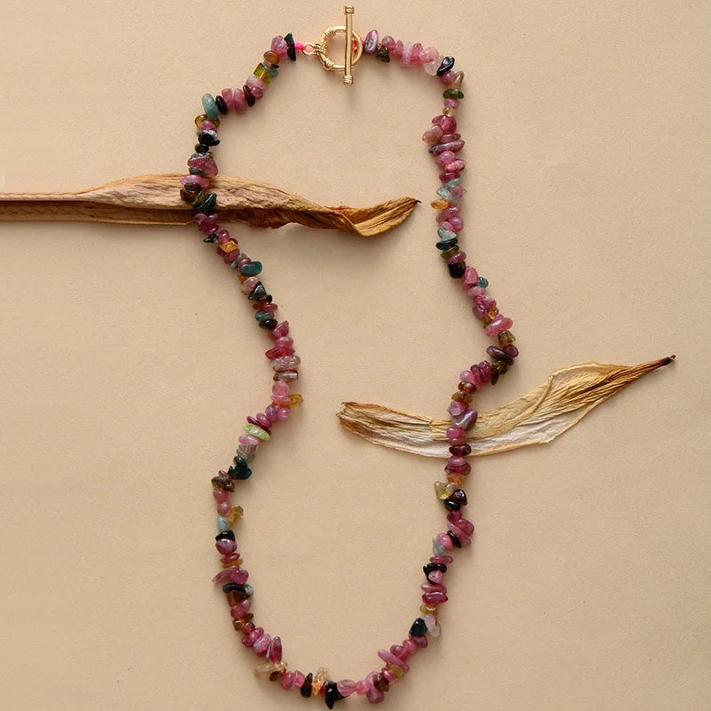High-End Infinity Tourmaline Stone Strand Beads Short Choker Necklaces Quartz Jewelry for Weddings Parties and Gifts