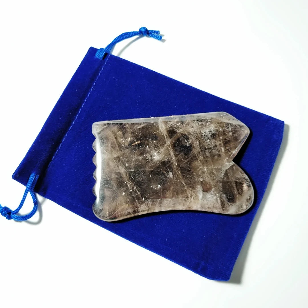 Huiying Custom Spiky Concave Gua Sha Tool Smoky Quartz Guasha Scraping for Face Beauty