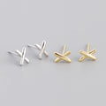 Wholesale Fashion Jewelry 925 Sterling Silver Simplicity Smooth Surface X Shape Gold Plated Stud Earring Jewelry for Women
