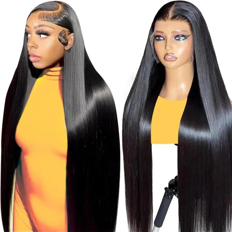 Letsfly 13x6 Lace Frontal Wig Human Hair Wigs for Black Women 30 32 Inch Straight Lace Front Wig Brazilian Hair