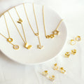 2022 Fashion Women Stainless Steel Bridal Jewelry Set Custom Gold Plated Round Star Butterfly Necklace and Earrings Jewelry Set