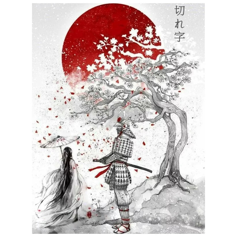 Full Square Rhinestone Japanese Samurai 5D DIY Embroidery Cross Stitch Kits Home Decoration Wholesale Diamond Painting Lady