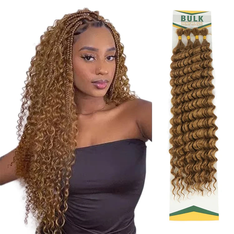 Julianna 100g 20inch Wholesale No Weft Deep Wave Bulk Synthetic Braiding Hair Extension for Boho Locs Box Braid