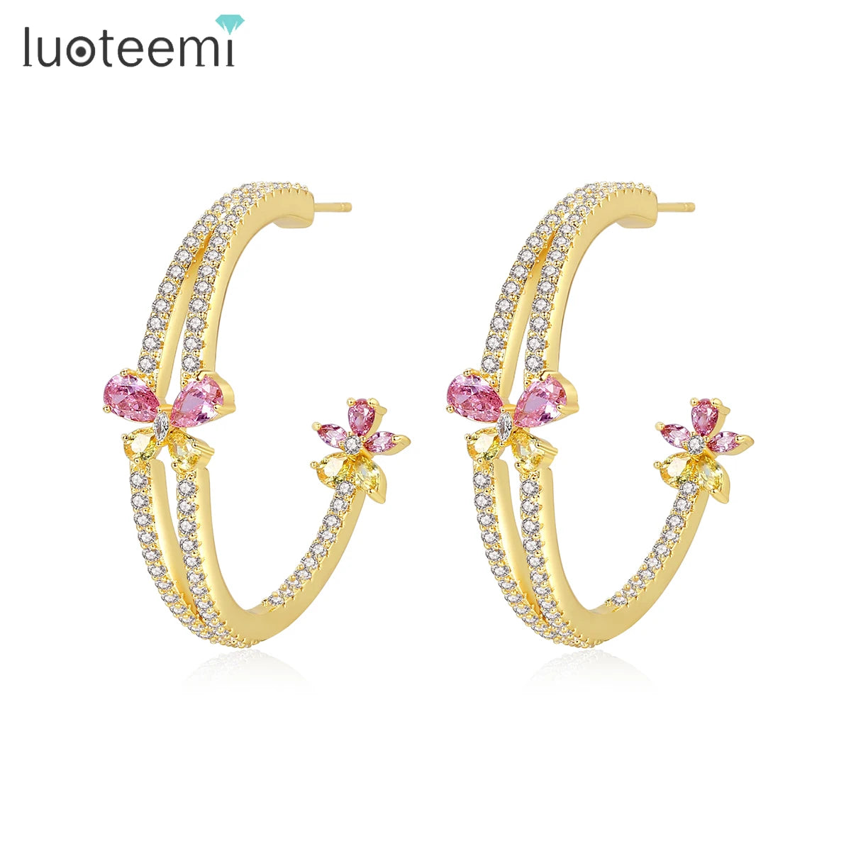 LUOTEEMI New Trendy Fashion Vintage Big Gold Plated Hoop Earrings Luxury Earring for Women Wholesale