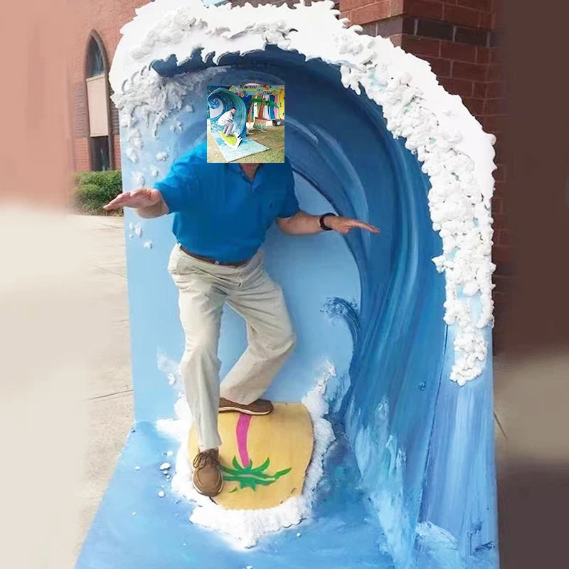 Customize Ocean Theme Decoration Fiberglass Surfboard Surf Sculptures for Park Decoration