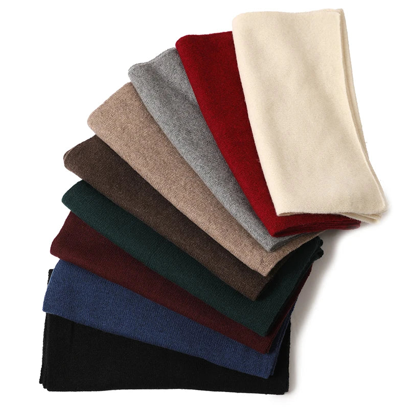 50% Lambs Wool 50% Yak Wool Winter Men Women Scarf Plain Knit  Luxury Elegant Ladies Rolled Edge Wool Scarves Clearancestoles