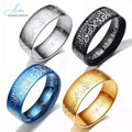 Shahada Arabic Allah Rings Moslem Muslim Islamic Ring Religious Stainless Steel Wholesale Custom English Black Men's Islam
