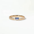 LOZRUNVE 925 Sterling Silver Custom Minimalist Baguette Blue Sapphire Solitaire Ring