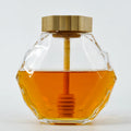 200ml 375ml New Design Glass Honey Jars Hexagon Glass Honey Jar with Dipper