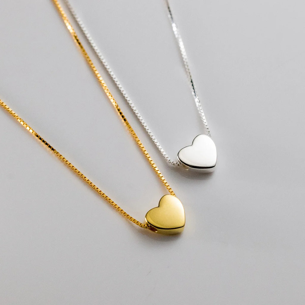Fashion Minimalist Jewelry Necklaces 925 Sterling Silver Trendy Necklaces Small Heart Gold Plated Necklace for Women