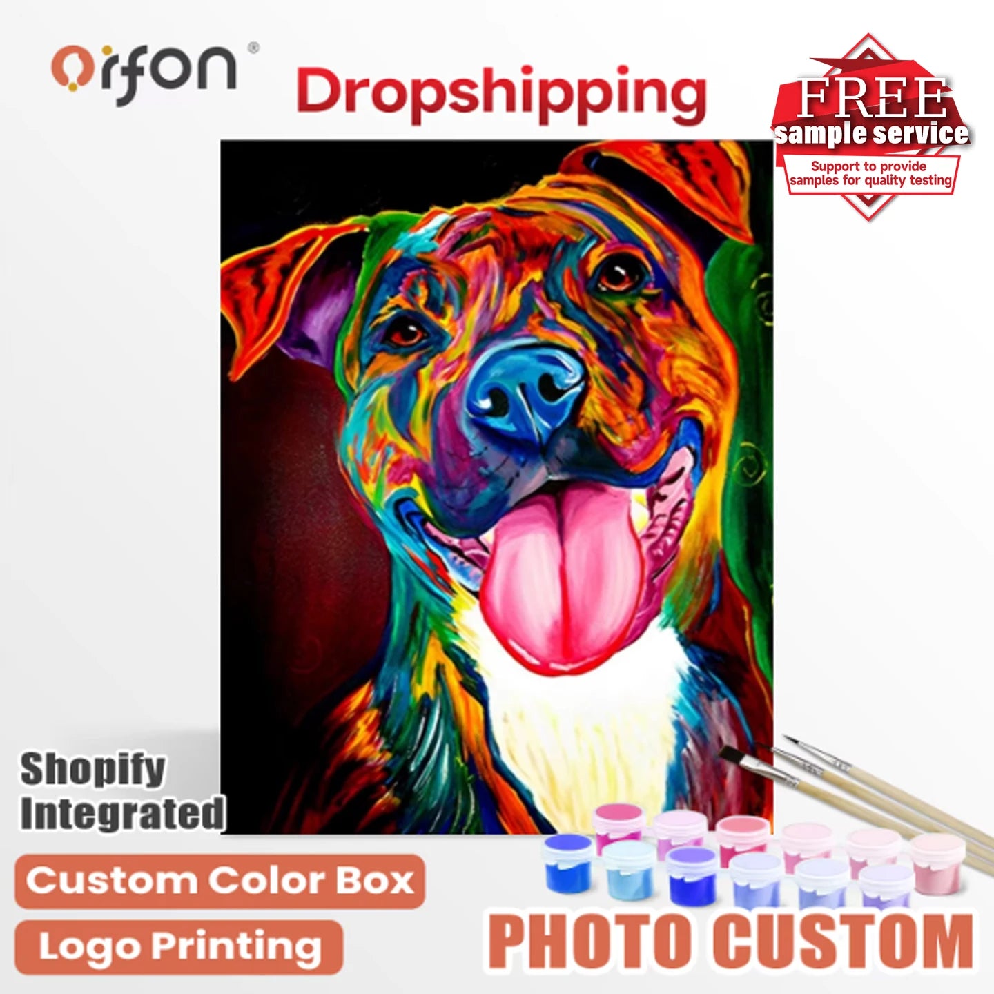 Orfon Dropshipping Animal Paint by Numbers Kit -Wholesale DIY Oil Painting for Pet on Canvas  Painting by Numbers for Beginner