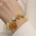Vintage Simple Statement Natural Citrine Bracelet Healing Stone Jade Yellow Crystal Beaded Pumpkin Charm Bracelets Women Ladies