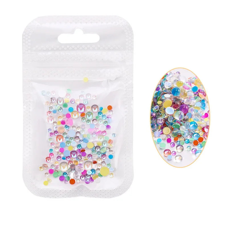 3D Crystal Round Glass Flatback Rhinestones Nail Beads for Women DIY Manicures Salon Accessories